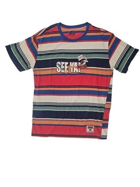 BoxLunch Looney Tunes See Ya! Striped Embroidered T-Shirt L Road Runner